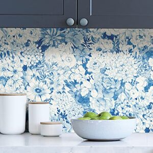 NuWallpaper NUS3833 Indigo Empress Garden Peel & Stick Wallpaper, Blue