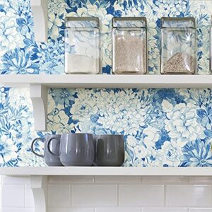 NuWallpaper NUS3833 Indigo Empress Garden Peel & Stick Wallpaper, Blue