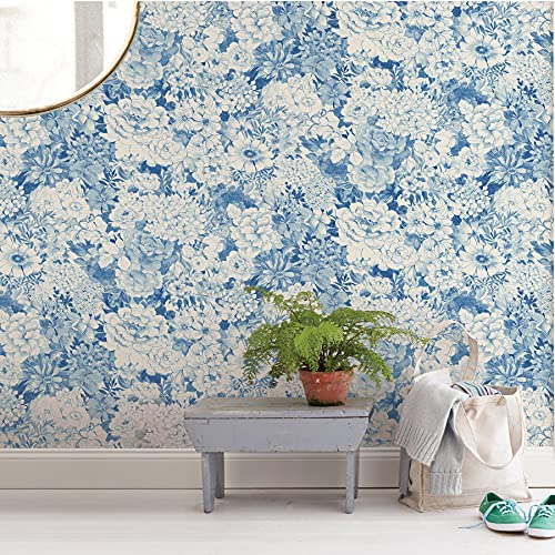 NuWallpaper NUS3833 Indigo Empress Garden Peel & Stick Wallpaper, Blue