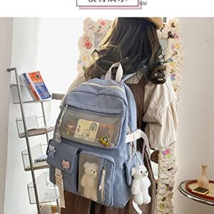 HUAFOOK Kawaii Backpack with Kawaii Pin Cute Accessories ?Kawaii Girl Backpack Cute Backpack Cute Aesthetic Backpack for School (Bule,One size)