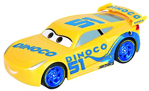 Carrera First Disney/Pixar Cars - Slot Car Race Track - Includes 2 Cars: Lightning McQueen and Dinoco Cruz - Battery-Powered Beginner Racing Set for Kids Ages 3 Years and Up