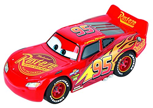 Carrera First Disney/Pixar Cars - Slot Car Race Track - Includes 2 Cars: Lightning McQueen and Dinoco Cruz - Battery-Powered Beginner Racing Set for Kids Ages 3 Years and Up