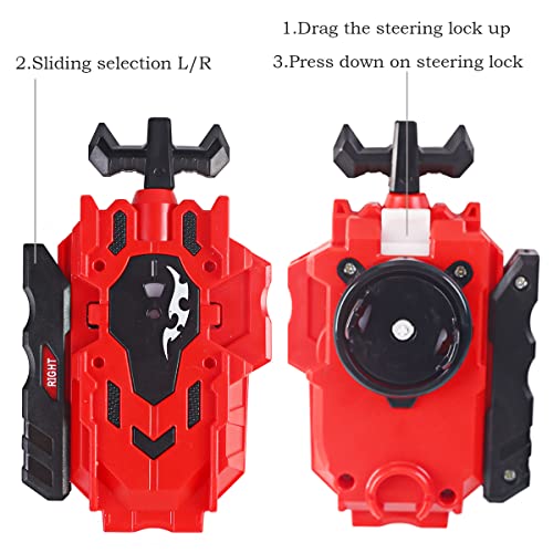 Launcher and Grip,Sparking Left&Right L/R Two-Way Launcher Compatible with All Bey Burst Series Bey Battling-Red