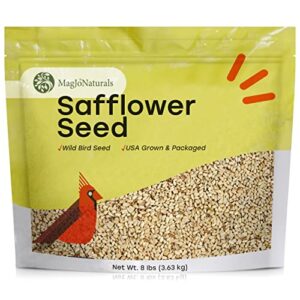 magjo naturals safflower seeds for wild birds (8 lbs) whole seeds, usa farm direct, wild bird food, safflower seed, safflower bird seed, bird seed for weddings