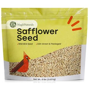 MagJo Naturals Safflower Seeds for Wild Birds (8 lbs) Whole Seeds, USA Farm Direct, Wild Bird Food, Safflower Seed, Safflower Bird Seed, Bird Seed for Weddings