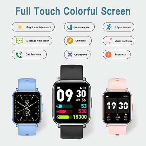 ZOSKVEE Smart Watch for Android iOS Phones, Smartwatch with Heart Rate Sleep Monitor, Pedometer Fitness Watch, Fitness Tracker with 5ATM Waterproof for Men, Women