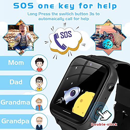 ele ELEOPTION Kids Smart Watch with HD Touch Screen Camera Video Recorder Games SOS Music (Build-in 1GB SD Card) for Boys Girls 3-14 Years,Cell Phone Watch Without GPS