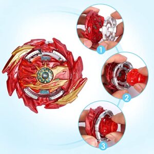 Ruolan Battling Top Metal Fusion Evolution Master Burst Gyro Toys Spinning Tops Set, Combat High Performance Game with 2 Launchers Gift for Children Boys Kids (6PCS)