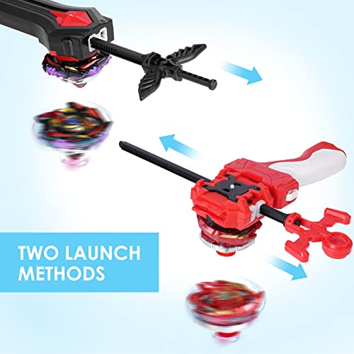 Ruolan Battling Top Metal Fusion Evolution Master Burst Gyro Toys Spinning Tops Set, Combat High Performance Game with 2 Launchers Gift for Children Boys Kids (6PCS)