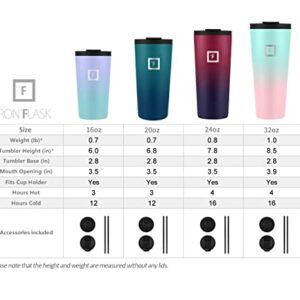 IRON °FLASK Classic Tumbler 2.0-2 Lids (Straw/Flip), Vacuum Insulated Stainless Steel Bottle, Modern Double Walled, Drinking cup, Simple Thermo Travel Mug, Hydro Water Metal Canteen - Pearl, 32 Oz