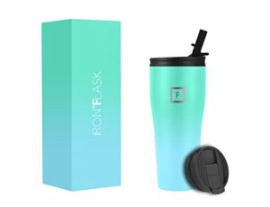 iron °flask rover tumbler 2.0-32 oz, 2 lids vacuum insulated stainless steel bottle, modern double walled, drinking cup simple thermo travel mug, hydro water metal canteen sky