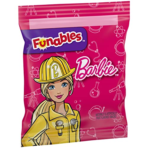 Funables Fruit Snacks, Barbie Shaped Fruit Flavored School Snacks, Pack of 10 0.8 ounce Pouches