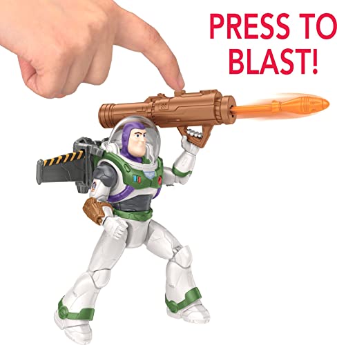 Mattel Lightyear Toys Action Figure & Accessories, Mission Equipped Buzz Lightyear Figure & Projectiles, Blasting Action