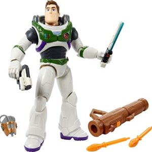 Mattel Lightyear Toys 12-in Action Figure with Accessories, Buzz Lightyear with 4 Gear Up Accessories
