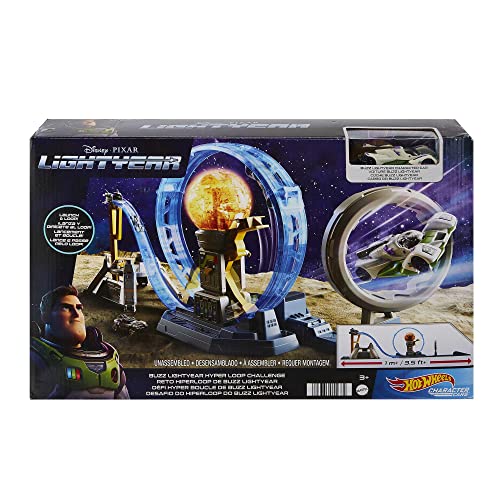 Hot Wheels Disney Pixar Buzz Lightyear Hyper Loop Challenge Playset, Includes Buzz Lightyear Character Car, Gift For Kids 3 Years & Up