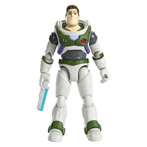 disney pixar lightyear space ranger alpha buzz lightyear figure, authentic action figure 5 inches tall with 12 posable joints, laser blade, 4 years & up