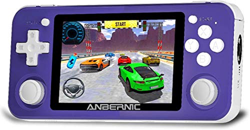 Voacle RG351P Handheld Game Console, Retro Game Console Open Linux Tony System RK3326 Chip 64G TF Card 2500 Classic Games 3.5 Inch IPS Screen (Purple)