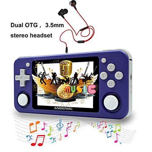 Voacle RG351P Handheld Game Console, Retro Game Console Open Linux Tony System RK3326 Chip 64G TF Card 2500 Classic Games 3.5 Inch IPS Screen (Purple)