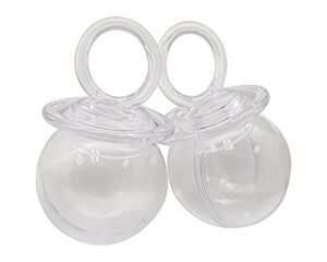 lassos boutique fillable baby shower pacifier candy favor box, birthday party table decoration, clear transparent 24 pack