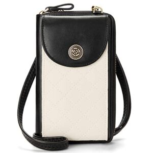 bromen small cell phone purse crossbody bags for women vegan leather wallet purse with credit card holder black with white