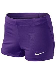 nike womens dri fit stock 3'' compression shorts (medium, purple)