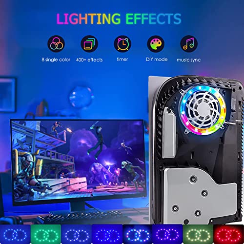 Dobewingdelou RGB LED Light for PS5 8 Colors 400 Effects Music Sync Color Changing Lights for Console 5050 RGB DIY Decoration Accessories Ring Lights Controlled with APP or IR Remote