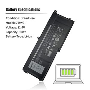 INTIFO 90Wh DT9XG Laptop Battery Compatible with Dell Alienware Area-51m R1 R2 ALWA51M-D1968W D1969PW D1733B D1746W D1735DB D1733PB D1766W D1748DW Series 07PWKV 0KJYFY [11.4V 90Wh 6-Cell]