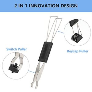 SAVITA 2 Pcs Keycap Puller Mechanical Switch Puller Stainless Steel Keyboard Remover with 2 Pcs Keyboard Brush Must-Have Tool for Mechanical Keyboard Clean, Fixing