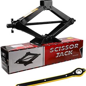 CPROSP Scissor Jack 2.5 tons (5,511 lbs) Capacity with Ratchet Handle Effort Saving Just for Emergency Use, not for Weekly Projects