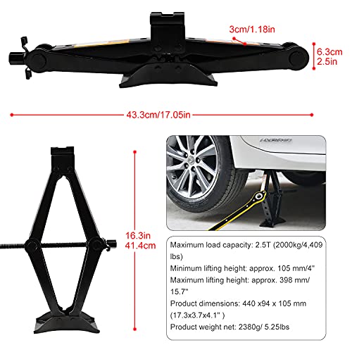 CPROSP Scissor Jack 2.5 tons (5,511 lbs) Capacity with Ratchet Handle Effort Saving Just for Emergency Use, not for Weekly Projects