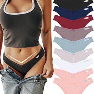 FINETOO 10 Pack Womens Cotton Underwear Sexy Stretch Bikini Panties Low Rise Hipster Ladies Soft V-Waist Cheeky S-XL