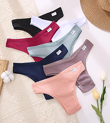 FINETOO 10 Pack Womens Cotton Underwear Sexy Stretch Bikini Panties Low Rise Hipster Ladies Soft V-Waist Cheeky S-XL