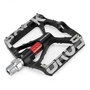 rockbros mountain bike pedals mtb pedals cnc non-slip lightweight aluminum alloy bicycle pedals sealed bearings bicycle platform pedals 9/16" bmx road bike pedal
