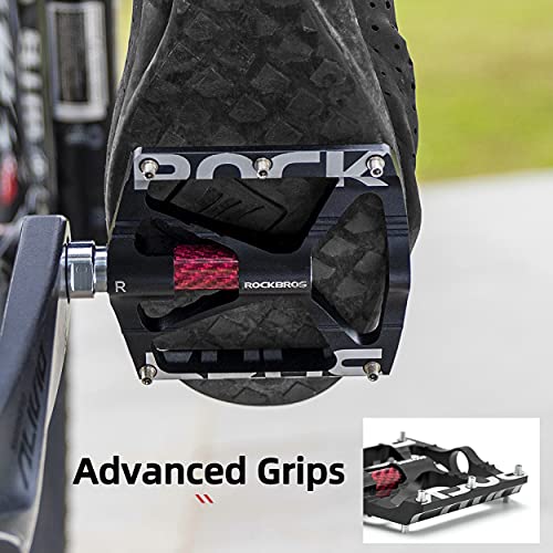 ROCKBROS Mountain Bike Pedals MTB Pedals CNC Non-Slip Lightweight Aluminum Alloy Bicycle Pedals Sealed Bearings Bicycle Platform Pedals 9/16" BMX Road Bike Pedal