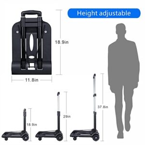 Folding Hand Truck,Luggage Cart with Wheels Foldable,Lightweight Aluminum Portable Foldable Dolly Cart for Car Seat Wheels for Airport Travel Cart Dolly