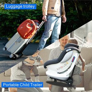 Folding Hand Truck,Luggage Cart with Wheels Foldable,Lightweight Aluminum Portable Foldable Dolly Cart for Car Seat Wheels for Airport Travel Cart Dolly