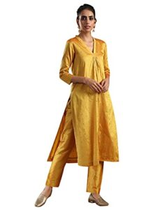 indian kurti for womens with pant | art silk woven kurta kurtis dress for women tops tunic yellow