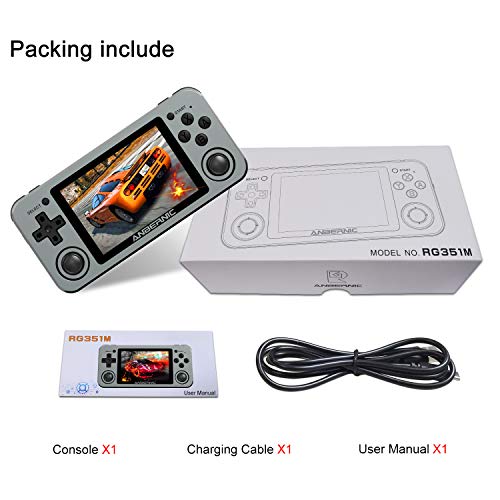 HAIHUANG RG351M Retro Game Console,WiFi Built-in Online Sparring, Handheld Game Console with 64G TF Card 2500 Classic Games, Portable Game Console 3.5 inch IPS Screen Happy Time with Kids (Gray)