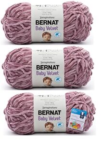 bernat baby velvet yarn - 3.5 oz, fairy lavender - 3 pack bundle with bella's crafts stitch markers