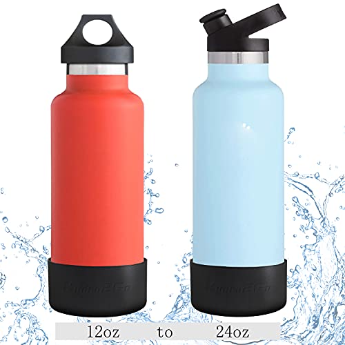 Hydro2Go Protective Silicone Boot Sleeve For Hydro Flask 12-40 oz and Other Sport Water Bottle, Flex Bottle Bottom Cover, Anti-Slip, Anti-Scratch, Anti-Collision, BPA Free Bumper. (black, 12 to 24 oz)