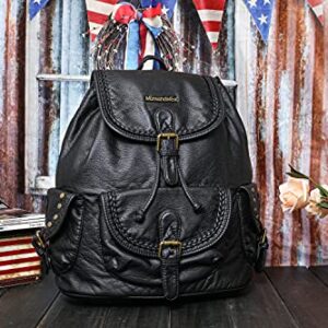 Montana West Backpack Purse for Women Soft Washed Leather Drawstring Casual Travel Large Backpacks, MWC-043BK