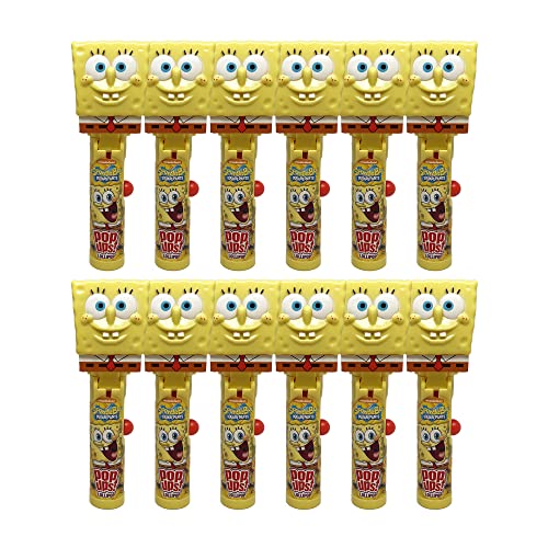 Pop Ups! Spongebob Squarepants Lollipop Holder | Collectable Spongebob Toy Lollipop Case | Party Favors for Halloween, Goodie Bags, Piñata Candy, Game Prizes | Bulk Set of 12 | Lollipops Included