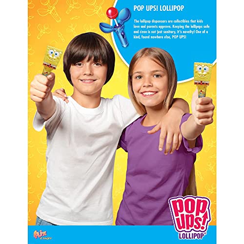 Pop Ups! Spongebob Squarepants Lollipop Holder | Collectable Spongebob Toy Lollipop Case | Party Favors for Halloween, Goodie Bags, Piñata Candy, Game Prizes | Bulk Set of 12 | Lollipops Included