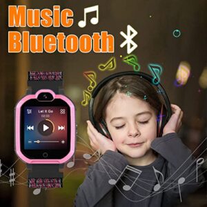 PTHTECHUS 4G Smart Watch for Kids with SIM Card, Kids Phone Smartwatch GPS Tracker, Call, Voice & Video Chat, Alarm, Pedometer, Camera, SOS, Touch Screen WiFi Music Wrist Watch for 4-12 Boys Girls