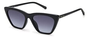 fossil women's female sunglass style fos 3121/s cat eye, black/gray shaded, 54mm, 18mm