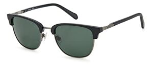 fossil men's male sunglass style fos 2113/g/s square, matte black/green, 51mm, 20mm