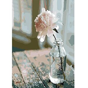 paint by numbers for adults and kids,diy oil painting kit on canvas with paintbrushes and acrylic pigment, arts craft for home wall decor- flower 16" w x 20" l