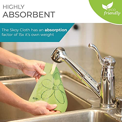 Skoy Cloth Eco-Friendly and Reusable Swedish Dishcloth, for Kitchen and Household Use, Environmentally Friendly, Plastic-Free, Apple Green, 8-Pack