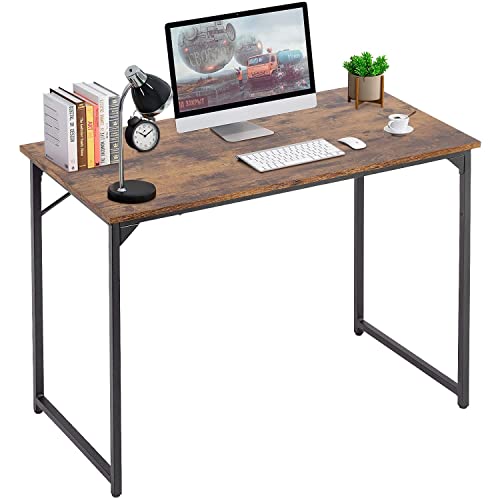 PayLessHere 39 inch Computer Desk Modern Writing Desk, Simple Study Table, Industrial Office Desk, Sturdy Laptop Table for Home Office, Brown