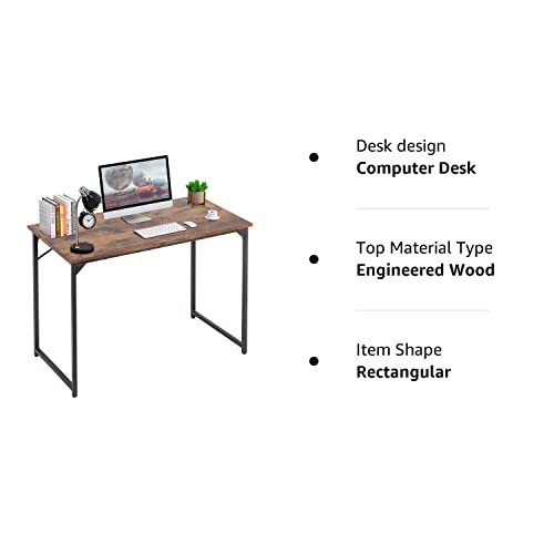 PayLessHere 39 inch Computer Desk Modern Writing Desk, Simple Study Table, Industrial Office Desk, Sturdy Laptop Table for Home Office, Brown